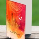 Orange Eid Greeting Card