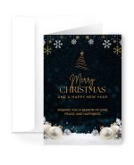 Merry Christmas & New Year Black Greeting Card